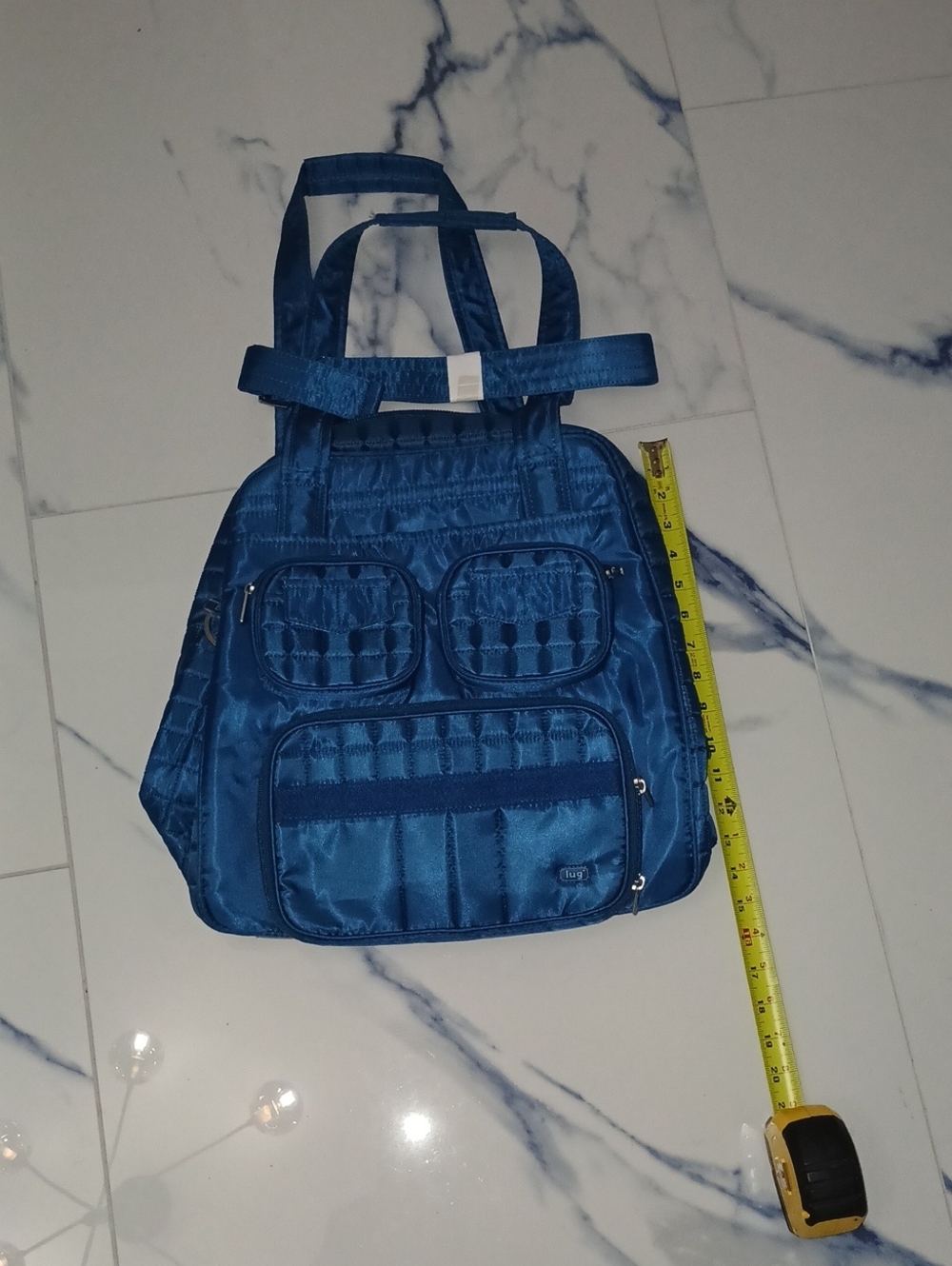 lug Blue Quilted Multi-Pocket Backpack Tote